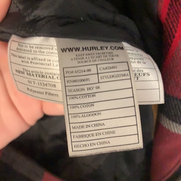 Bomber Coat | Hurley | Red & Black Plaid | Woman’s Small - Picture 6 of 9